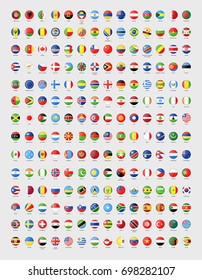 Vector circle world flags with glass effect