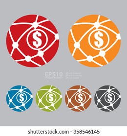 Vector : Circle Worldwide, Business Connection Infographics Flat Icon, Sign