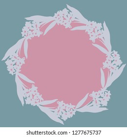 vector circle wreath frame of flowers gently blue