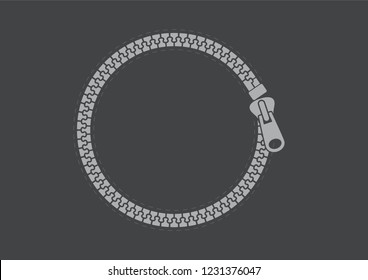 Vector circle zipper on dark background.