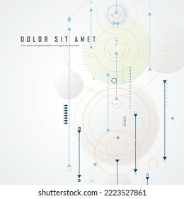 Vector circles abstract design connect background. Pattern with dots and lines and arrows. Future digital medical illustration. Geometric abstraction dynamics design