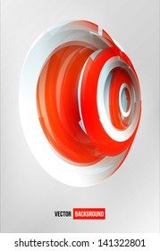 Vector circles abstract logo. Red and white sign