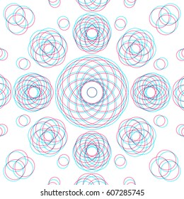 vector circles abstract sacred geometry decoration sign anaglif colored three-dimensional illustration white background 
