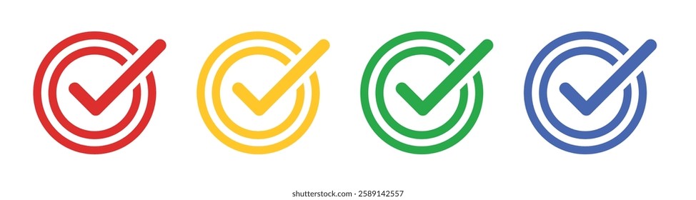 Vector Circles With Check Mark Icon Set