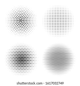 Vector circles with dotts. Abstract halftone geometric gradation. Gradient spray brush. Dotted texture