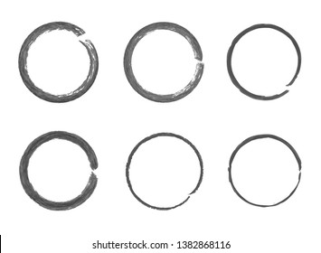 Círculos vectoriales dibujados, Estribos de lápiz aislados en fondo blanco, Elementos de diseño dibujados a mano libre.