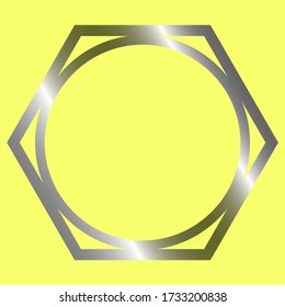 vector of circles and hexagons in silver. yellow isolated. luxury logo
