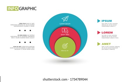 Vector circles infographic diagram, template for business, presentations, web design, 3 options. Can be used to create business projects, annual reports, the Internet. Business concept, process steps