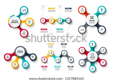 Vector circles infographic set. Business diagrams with 3, 4, 5 and 6 step and options. Presentation design.