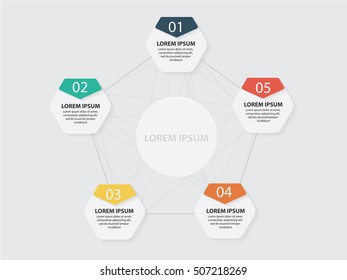 Vector circles for infographic. Template for diagram, graph, presentation and chart. Business concept with 5 options, parts, steps or processes. Abstract background.