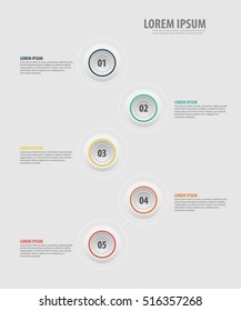 Vector circles for infographic. Template for diagram, graph, presentation and chart. Business concept with 5 options, parts, steps or processes. Abstract background.