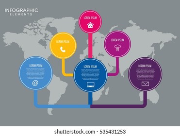 Vector circles for infographic. Template for diagram, graph, presentation and chart. Business concept with 6 options, parts, steps or processes. Abstract background.