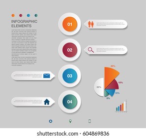 Vector circles for infographic. Template for diagram, graph, presentation and chart. Business concept with 4 options, parts, steps or processes. Grey background