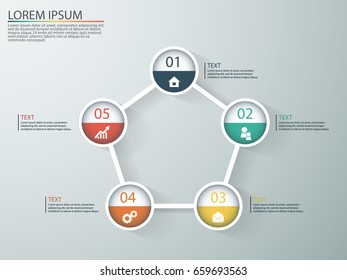 Vector circles for infographic. Template for diagram, graph, presentation and chart. Business concept with 5 options, parts, steps or processes. Abstract background.