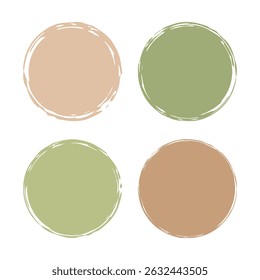 Vector circles with irregular brush outline in natural colors. Minimal aesthetic frame. Ideal for logo design, label, sticker, social media, eco branding, blog graphic, natural cosmetic packaging