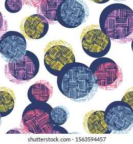 Vector circles seamless pattern in multicolor style. Abstract modern texture great for wrapping paper and fabric.