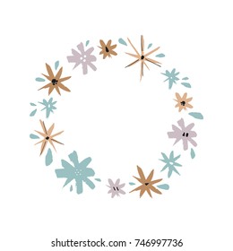 Vector circlet of flowers. Print, frame, element for design and other.