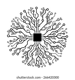 Vector circuit  board abstract  background with chip in the center