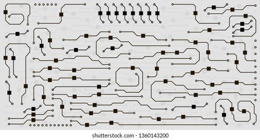 Vector circuit board background. Abstract flat circuit board illustration