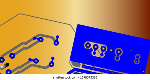 Vector circuit board Blue for layer top and Grey for layer bottom.