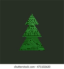 Vector circuit board Christmas tree