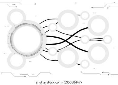 Vector circuit board and communication concept on white screen for technology background