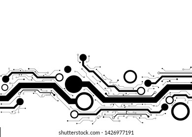 Vector circuit board and communication concept on white screen for technology background