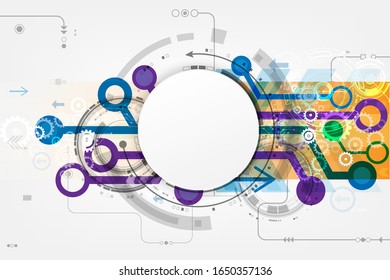 Vector circuit board and communication concept on white background for technology background