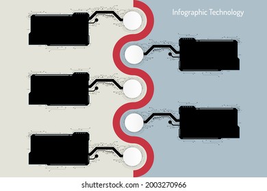 Vector circuit board and communication concept for technology infographic background