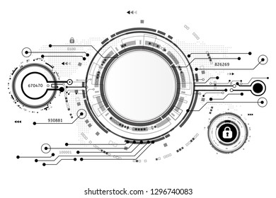 Vector circuit board cyber security on white background with map and password to log in system  for technology background