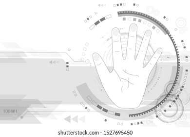 Vector circuit board cyber security with fingerprint scan and password to log in system  for technology background