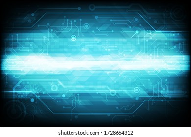 Vector circuit board cyber security on dark blue screen for technology background