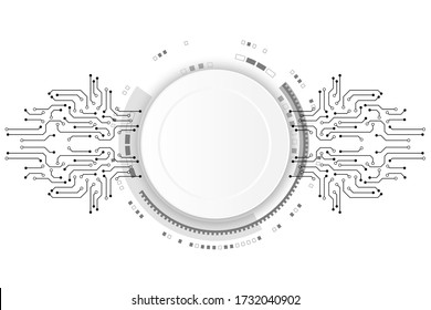 Vector circuit board cyber security on white background with map and password to log in system  for technology background