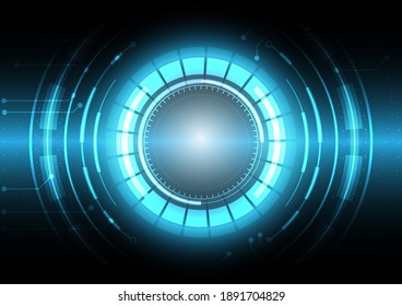 Vector circuit board cyber security on dark blue vintage screen for technology background