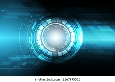 Vector circuit board cyber security on dark blue vintage screen for technology background