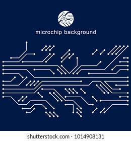 Vector circuit board, digital technologies abstraction. Computer microprocessor scheme, futuristic design. Microprocessor scheme abstract background