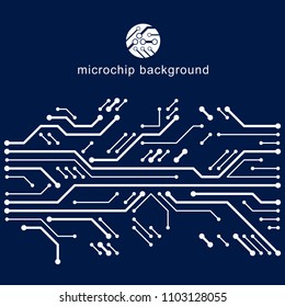 Vector circuit board, digital technologies abstraction. Computer microprocessor scheme, futuristic design. Microprocessor scheme abstract background