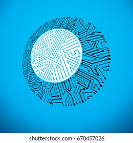Vector circuit board, digital technologies abstraction. Computer microprocessor scheme, futuristic design.