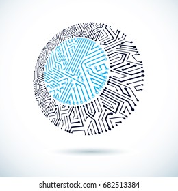Vector circuit board, digital technologies abstraction. Computer microprocessor scheme, futuristic design.