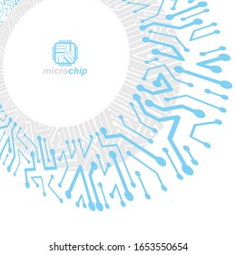 Vector circuit board with electronic components of technology device. Computer motherboard cybernetic abstraction. Electronic microprocessor 