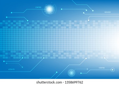 Vector circuit board with gear and security lock on blue  communication concept for technology background