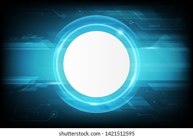 Vector circuit board with gear and security lock on blue  communication concept for technology background