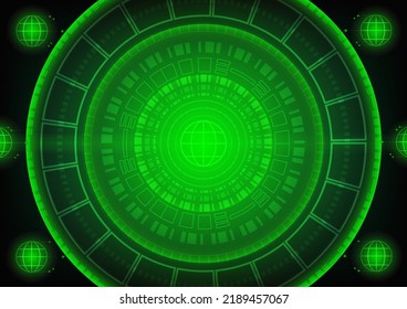 Vector circuit board with gear and security lock on green communication concept for technology background