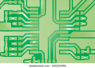 Vector circuit board green background