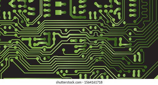 Vector circuit board green on black background