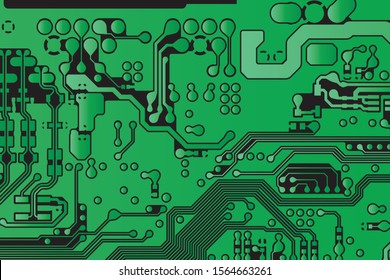 Vector circuit board green on black background