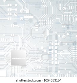 Vector circuit board illustration. Abstract technology. Microchip background. EPS 10.