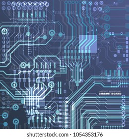 Vector circuit board illustration. Abstract technology. Microchip background. EPS 10.