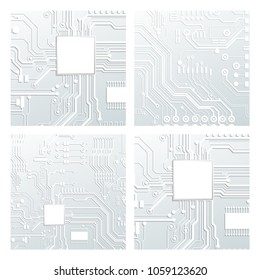Vector circuit board illustration. Abstract technology. Microchip background. EPS 10.