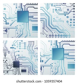 Vector circuit board illustration. Abstract technology. Microchip background. EPS 10.
